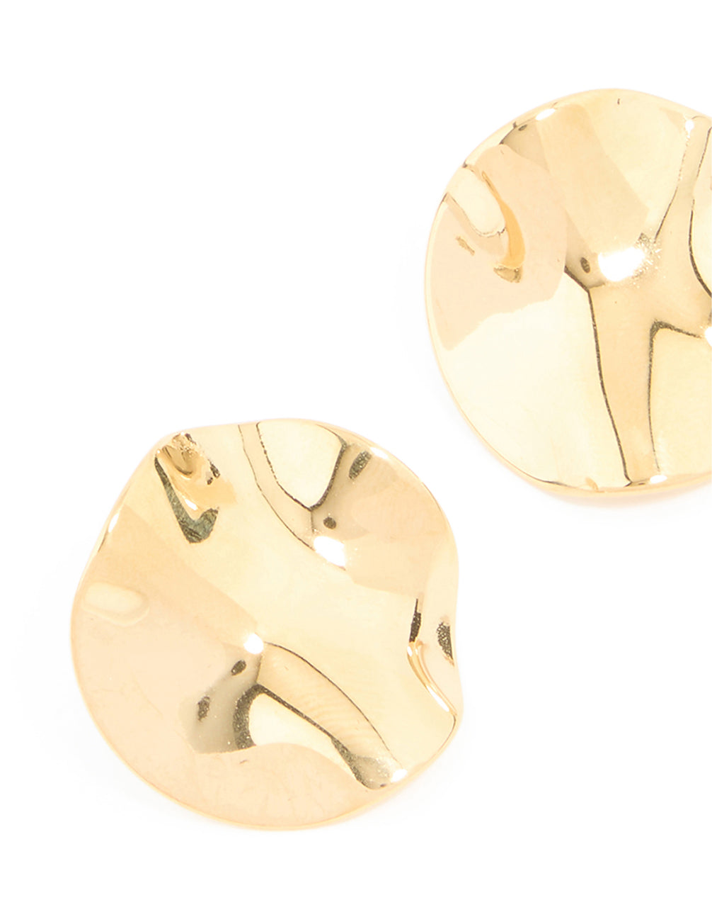 Waterproof Gold Plated Stainless Steel Molten Disc Earrings