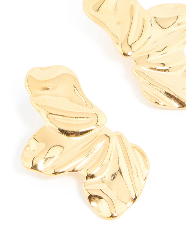Waterproof Gold Plated Stainless Steel Molten Petal Stud Earrings