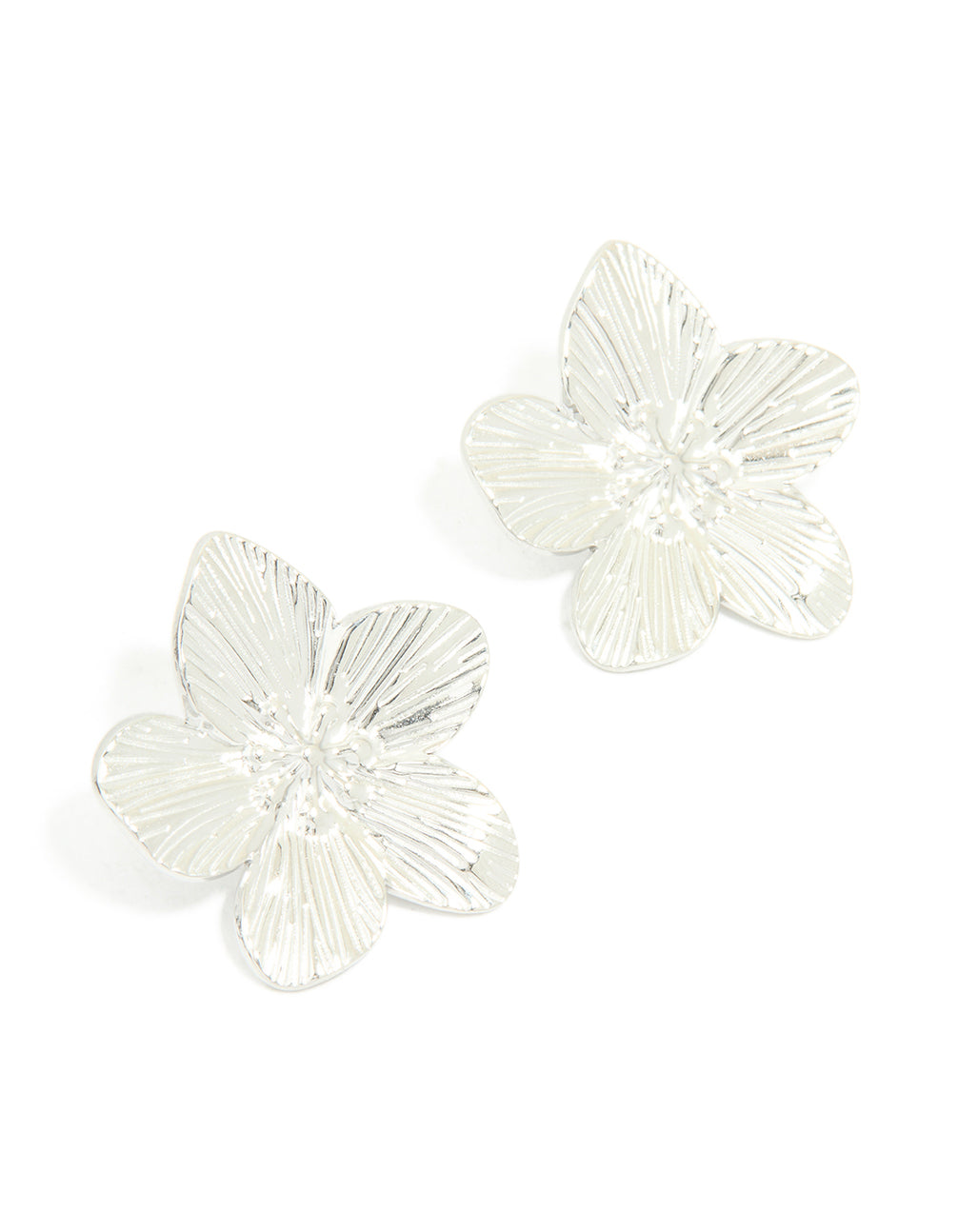 Waterproof Stainless Steel Textured Flower Stud Earrings