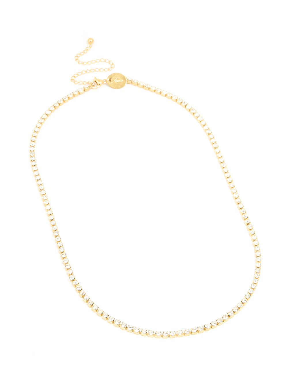 Waterproof Gold Plated Stainless Steel Cubic Zirconia Tennis Necklace
