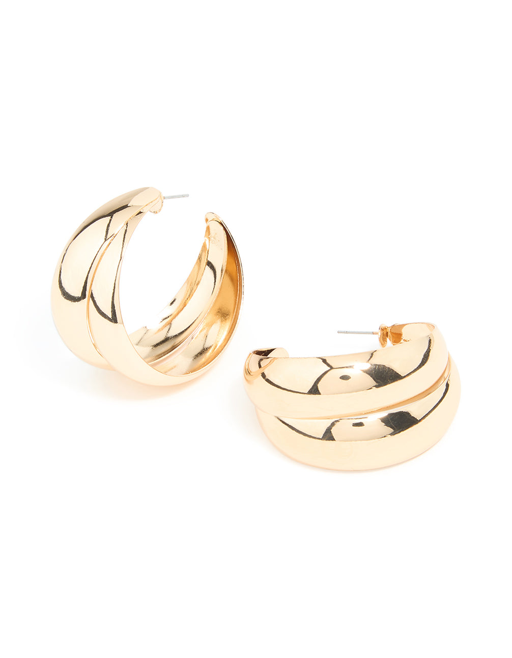 Gold Bold Double Open Hoop Earrings