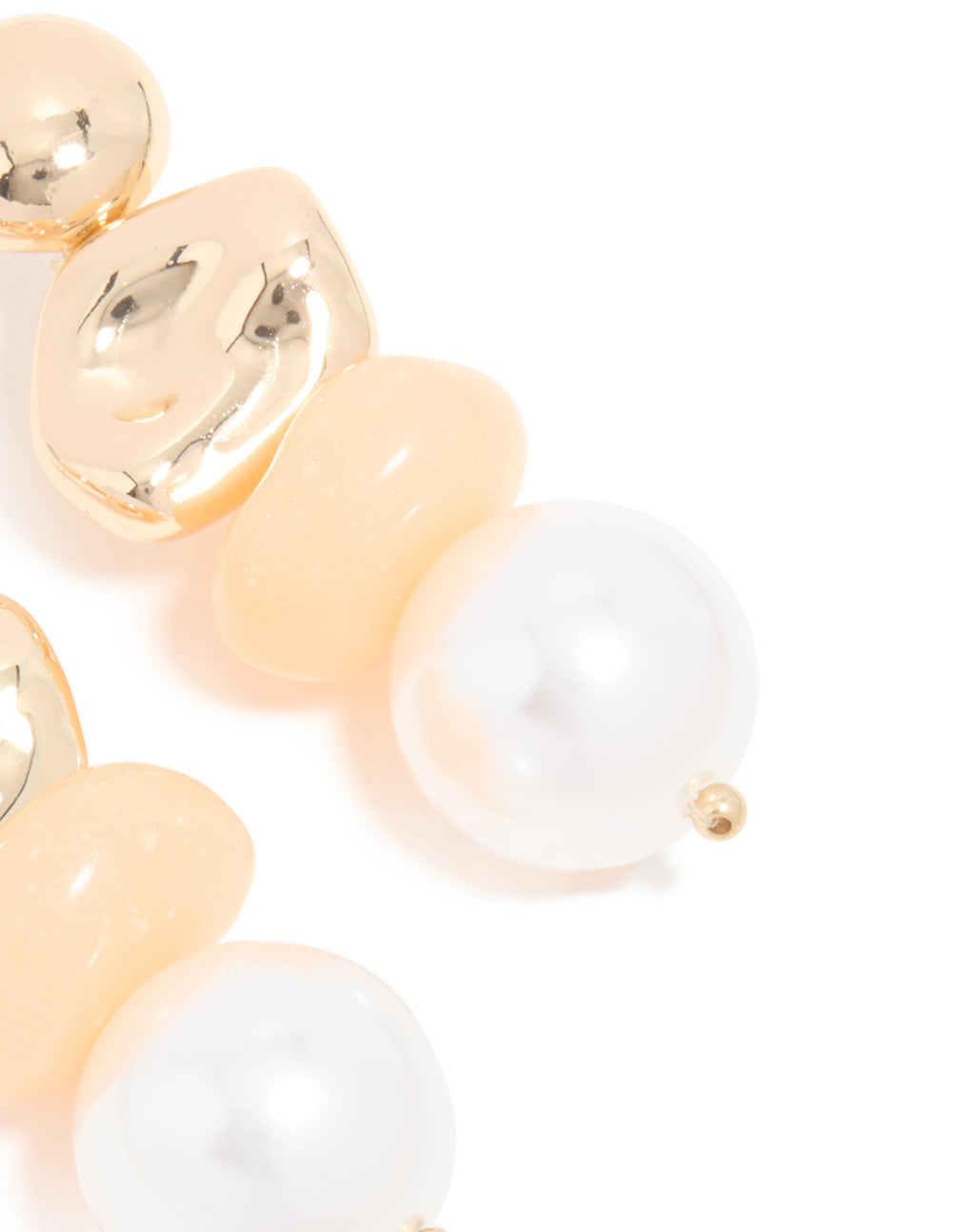 Gold Pebble & Pearl Drop Earrings