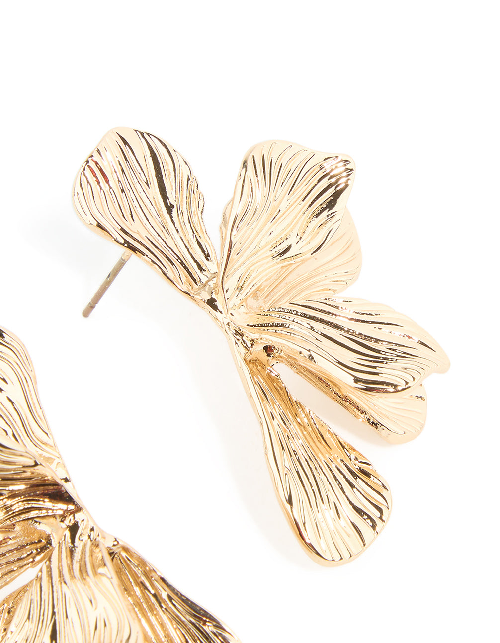 Gold Textured Fan Stud Earrings