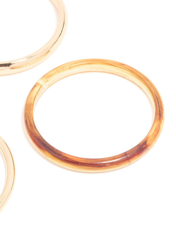 Gold & Brown Acrylic Bangles 4-Pack