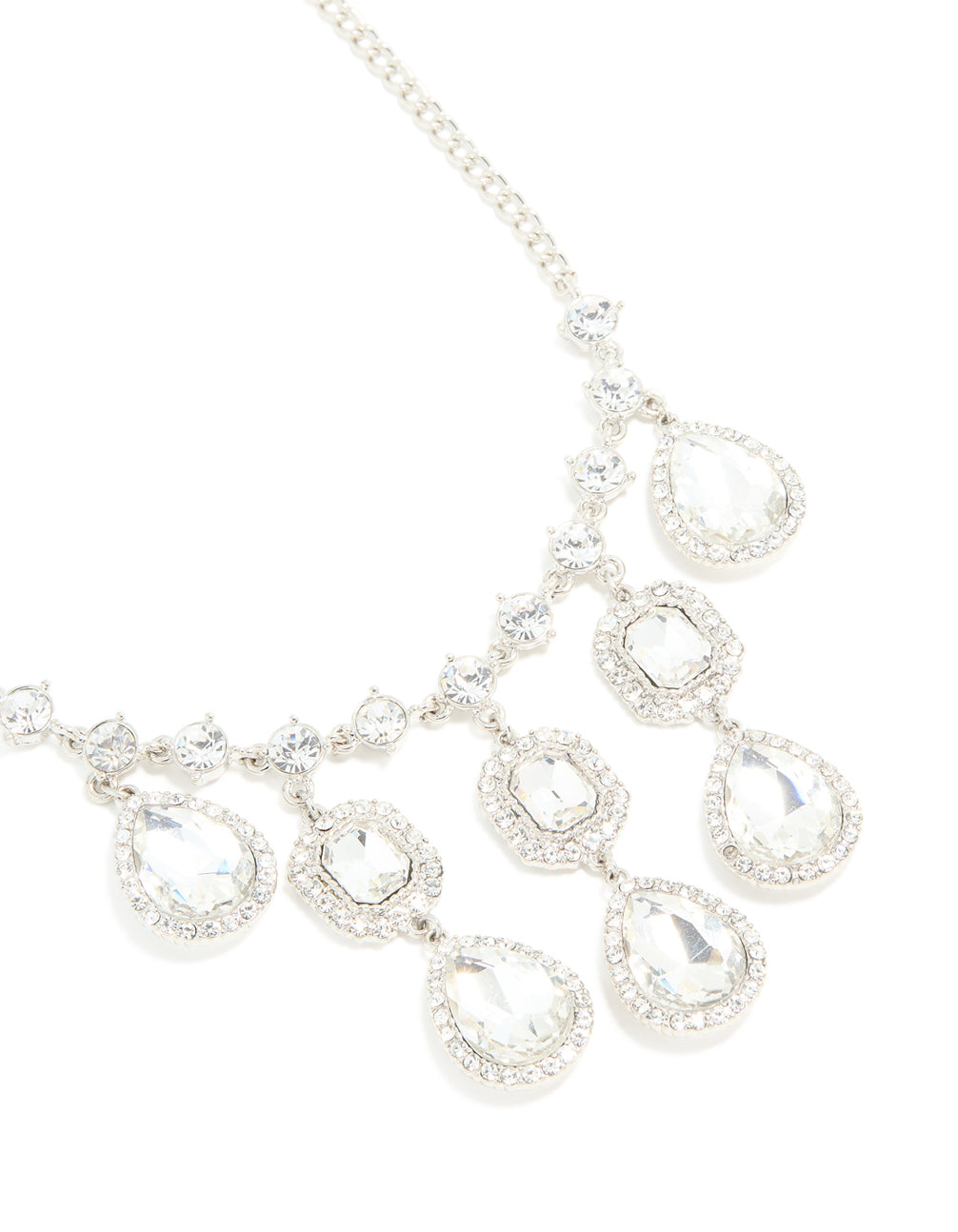 Silver Diamante Multi Drop Necklace
