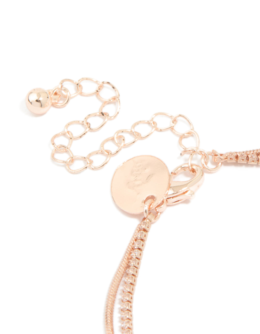 Rose Gold Plated Cubic Zirconia Heart Tennis Layered Bracelet