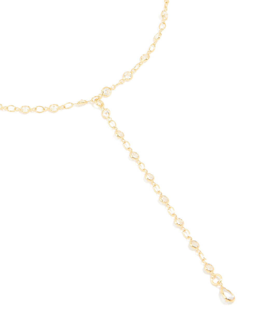 Gold Plated Cubic Zirconia Circle Detail Y-Necklace