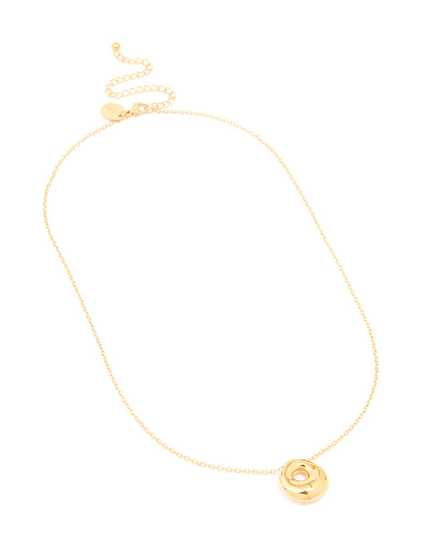 Waterproof Gold Plated Stainless Steel Large Bubble Letter O Necklace