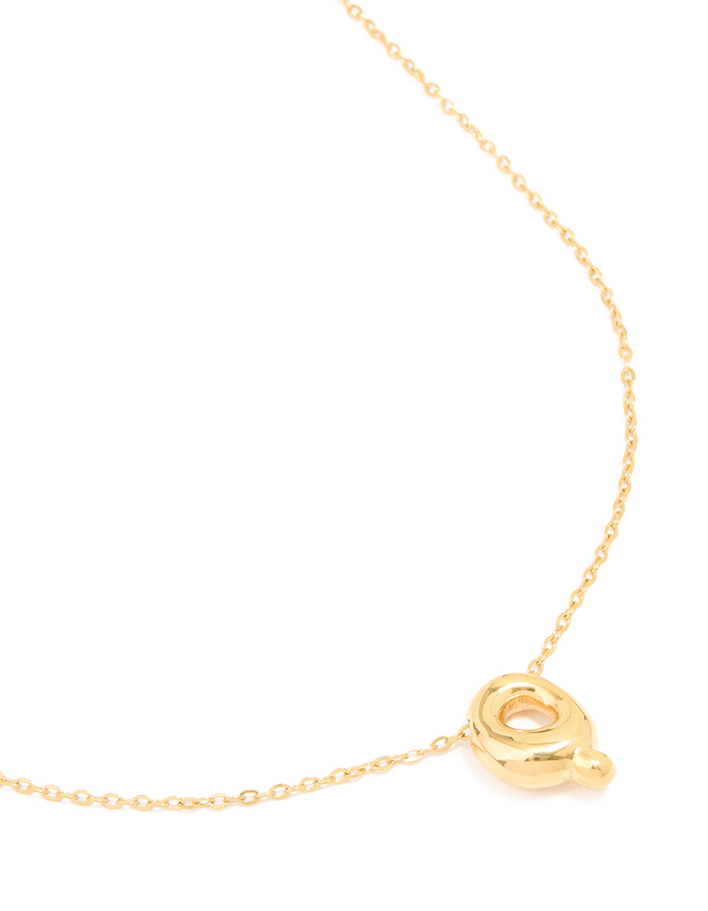 Waterproof Gold Plated Stainless Steel Large Bubble Letter Q Necklace