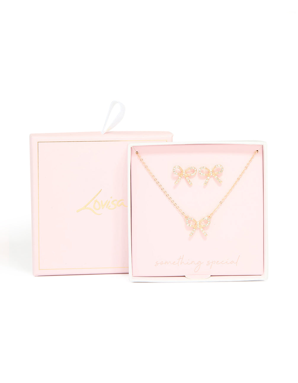 Gold Bow Necklace & Earrings Set