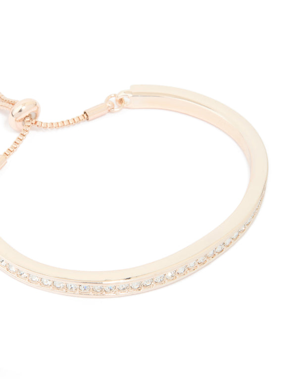 Rose Gold Diamante Toggle Bangle