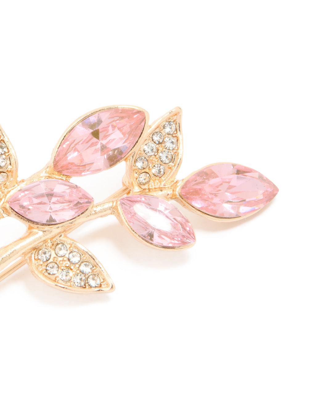 Gold Pink Diamante Pearl Brooch