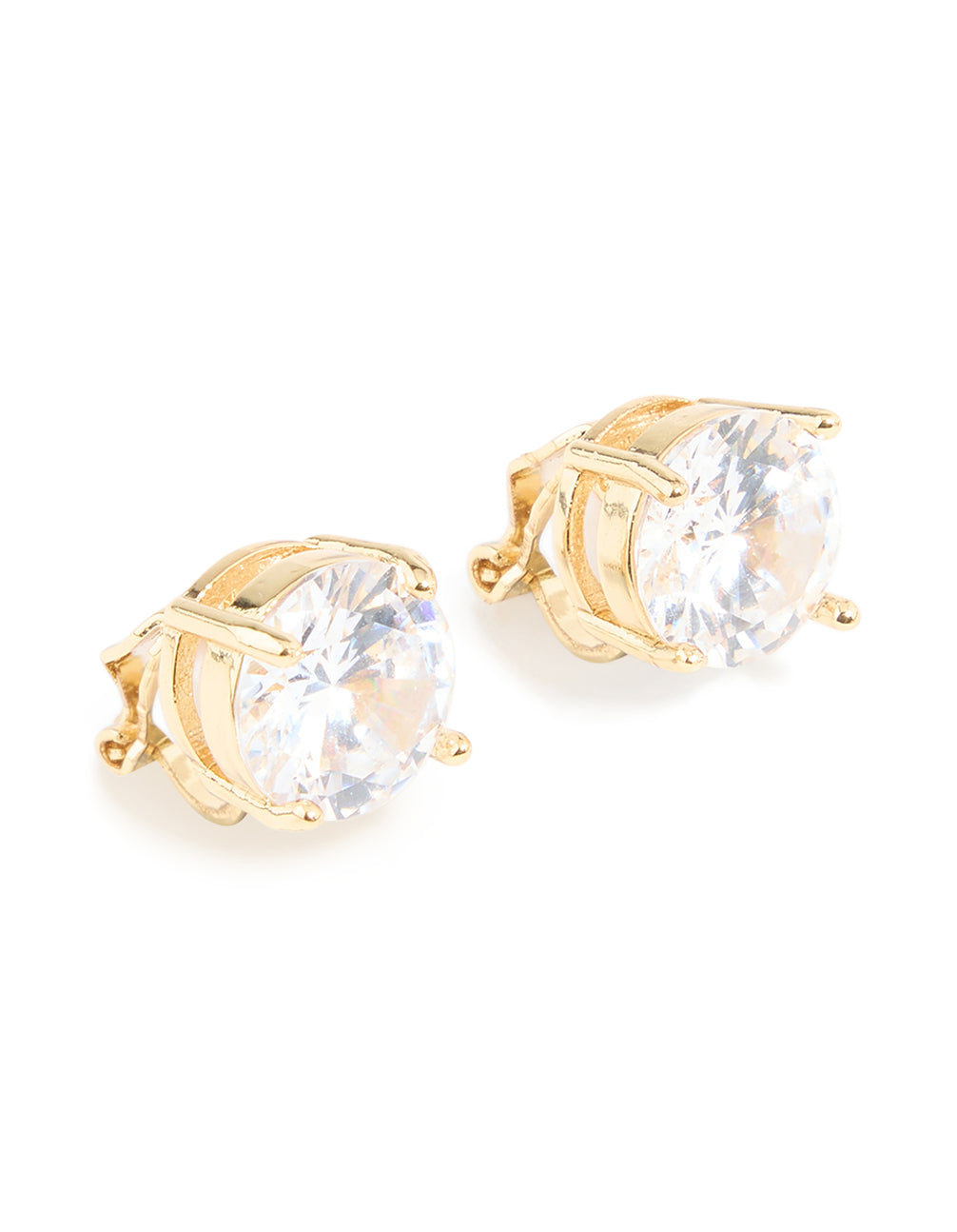 Gold Plated Cubic Zirconia Clip-On Stud Earrings