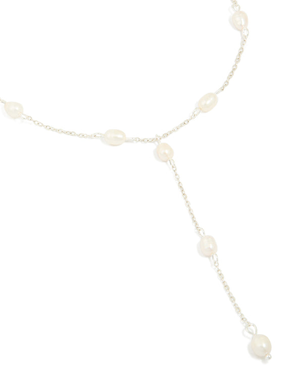 Silver Plated Freshwater Pearl Y-Necklace