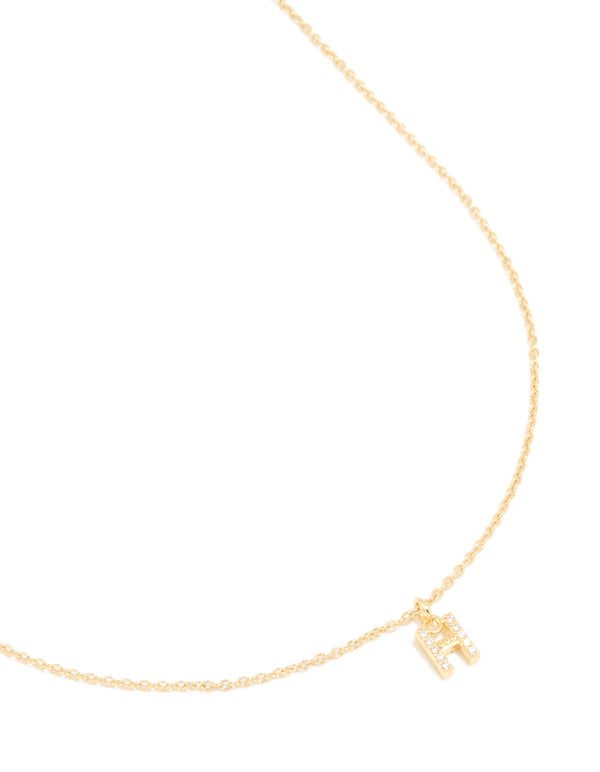 Gold Plated Cubic Zirconia Letter H Necklace