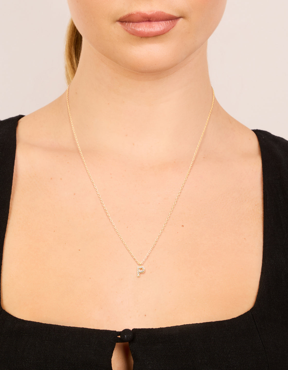 Gold Plated Cubic Zirconia Letter P Necklace