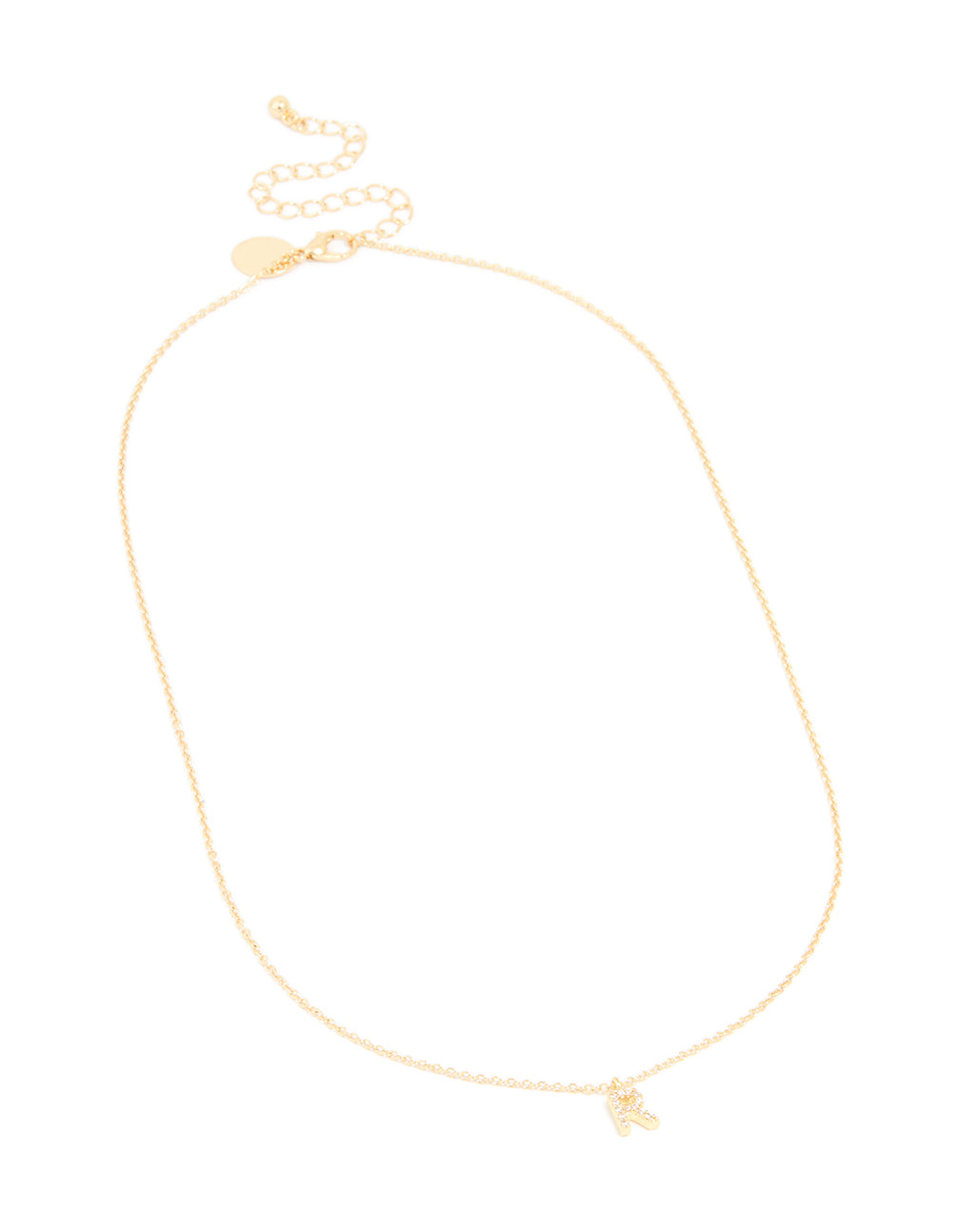 Gold Plated Brass Cubic Zirconia Letter R Necklace