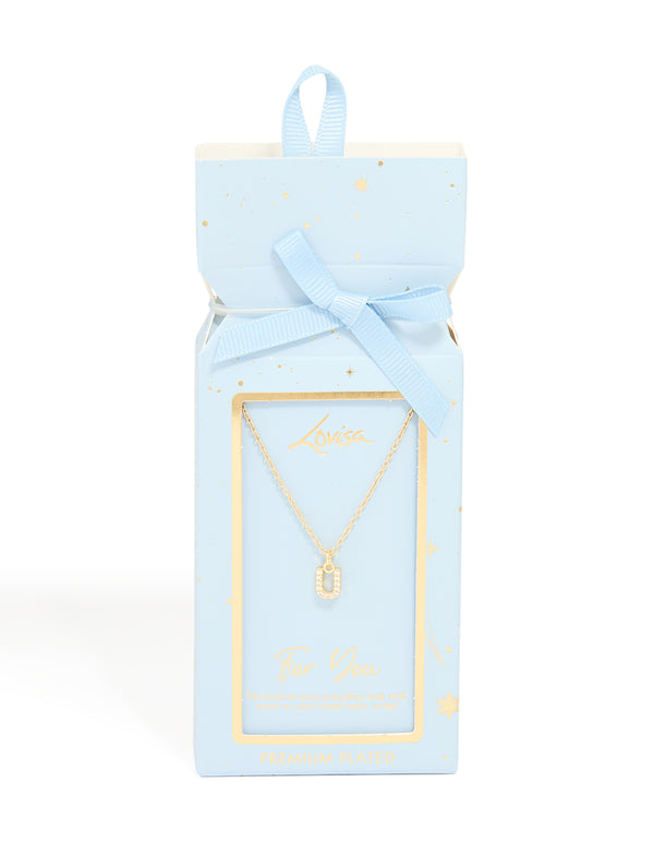Gold Plated Cubic Zirconia Letter U Necklace