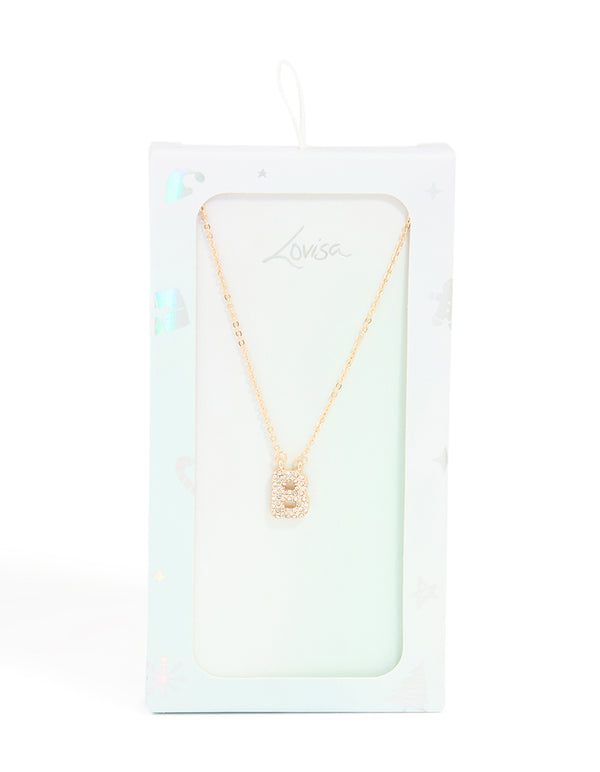 Kids Gold Cubic Zirconia Letter B Necklace