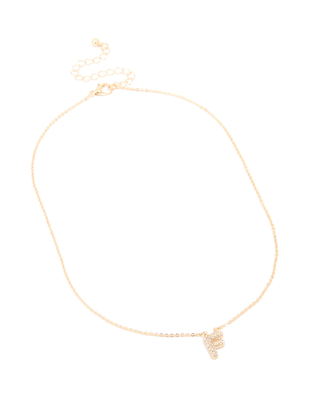 Kids Gold Cubic Zirconia Letter F Necklace