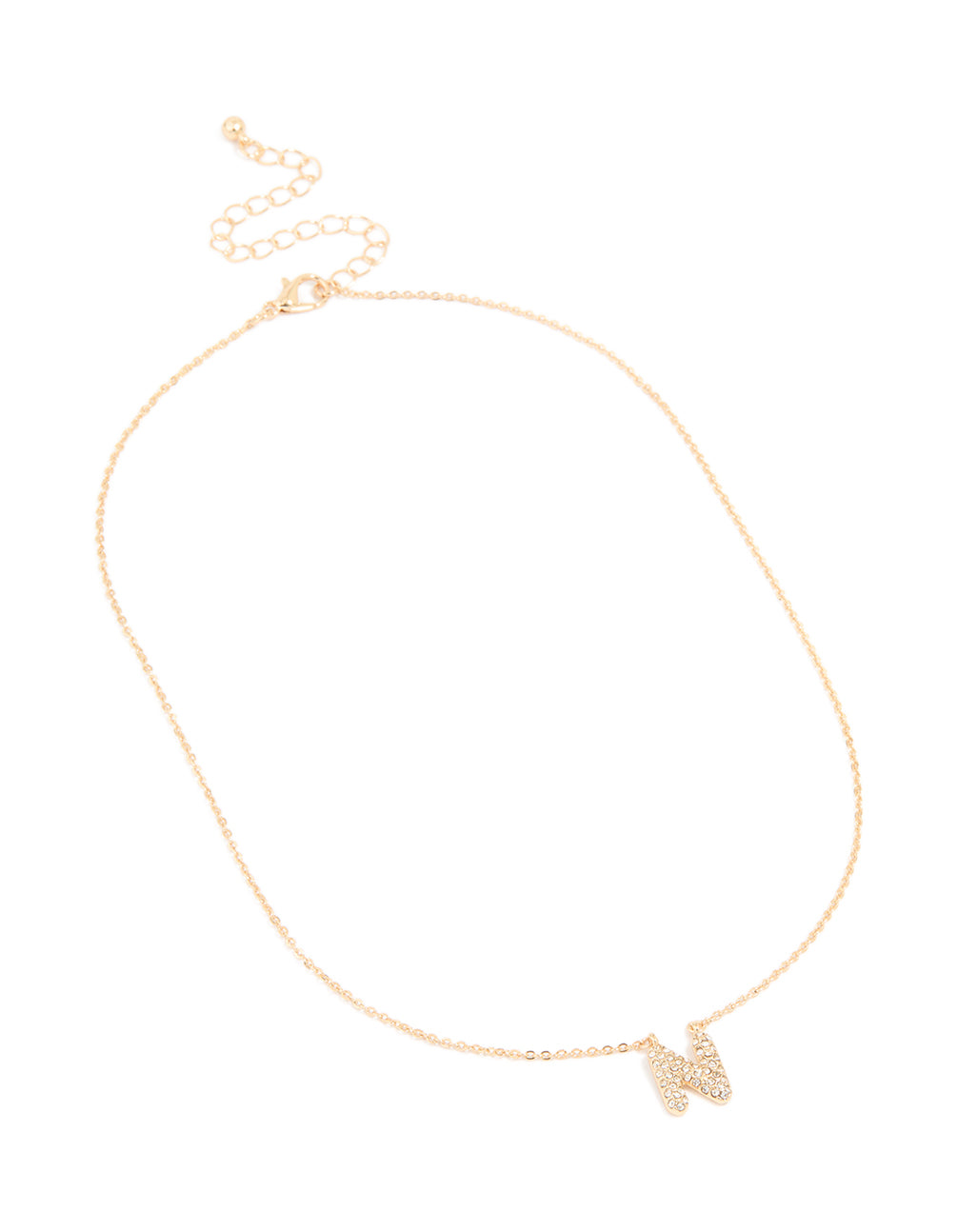 Kids Gold Cubic Zirconia Letter N Necklace