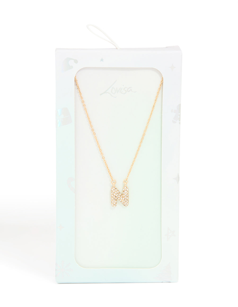 Kids Gold Cubic Zirconia Letter N Necklace