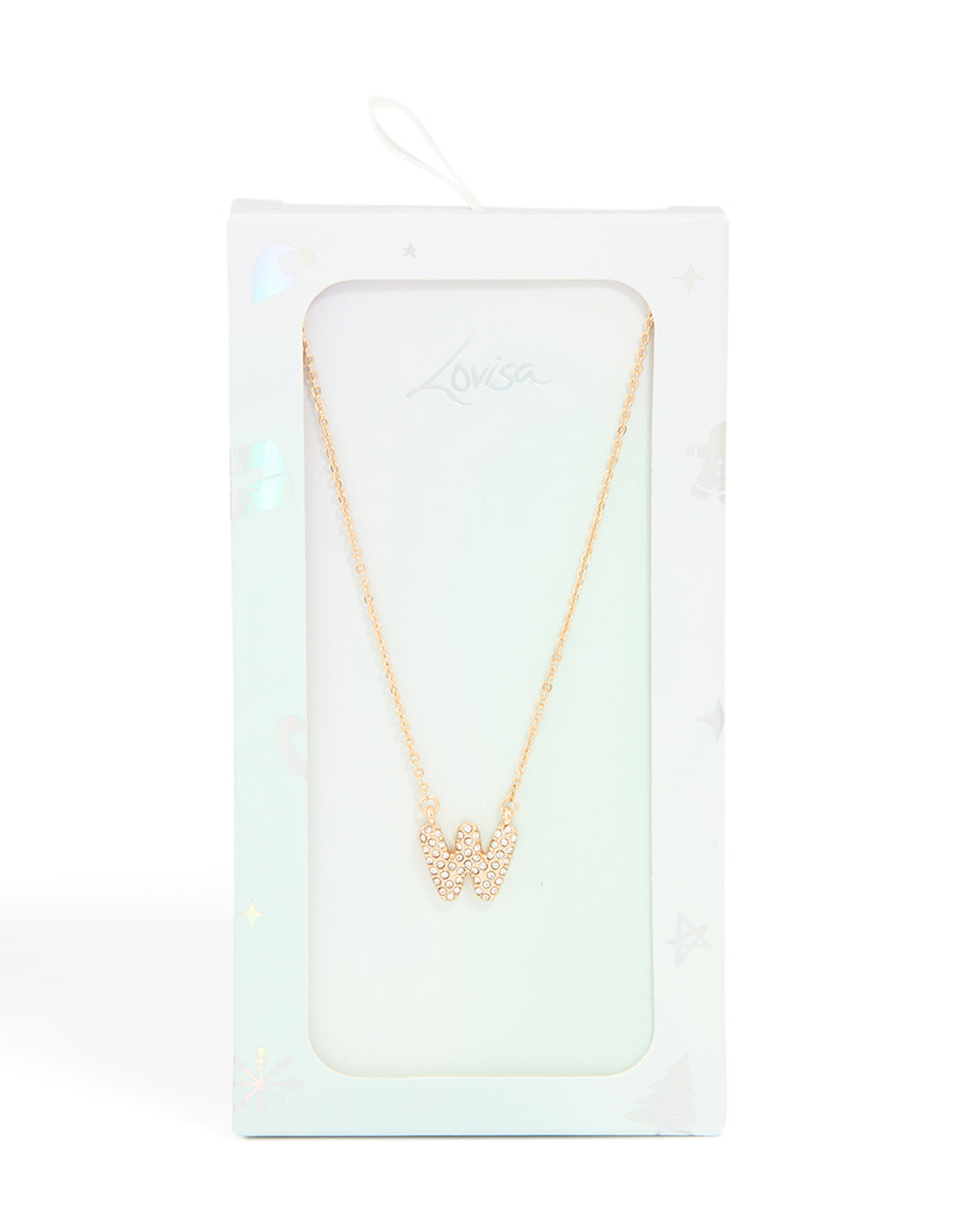 Kids Gold Cubic Zirconia Letter W Necklace