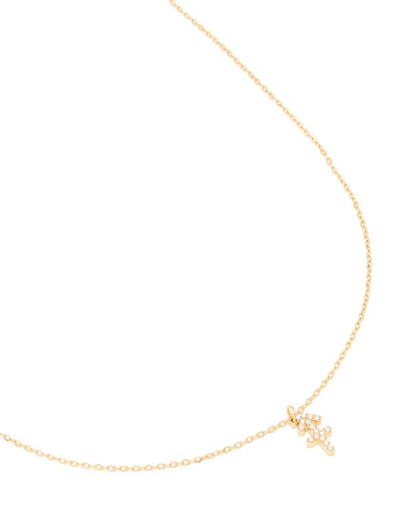 Waterproof Gold Plated Stainless Steel Cubic Zirconia Sagittarius Zodiac Sign Necklace