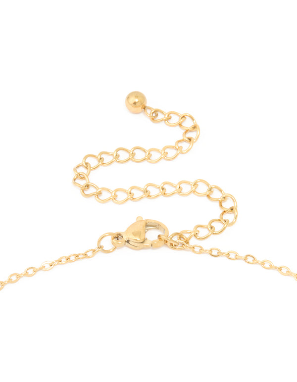 This waterproof gold plated stainless steel mini bubble letter C initial pendant necklace clasp detail view