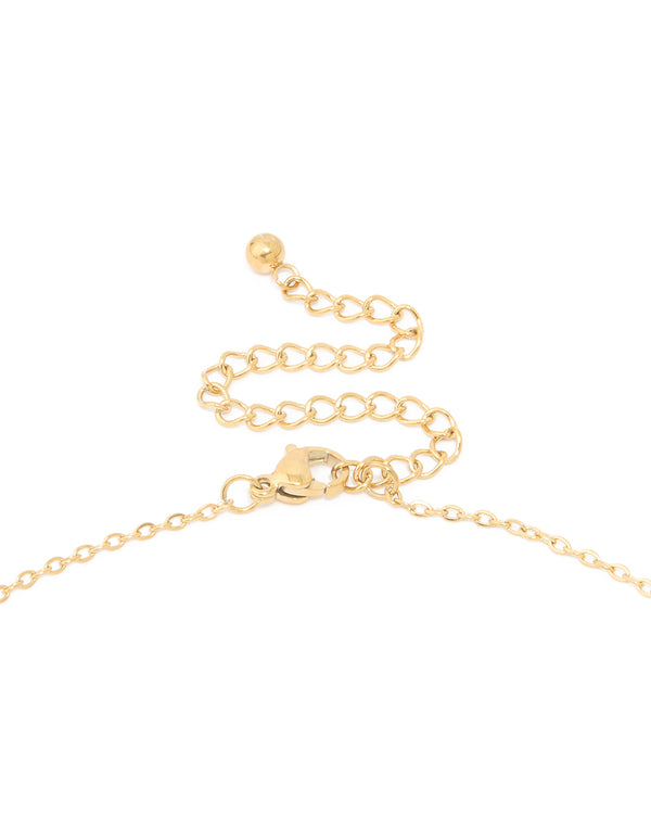 Crafted with precision, this waterproof mini bubble letter J necklace in gold plated stainless steel with a dainty style clasp detail view