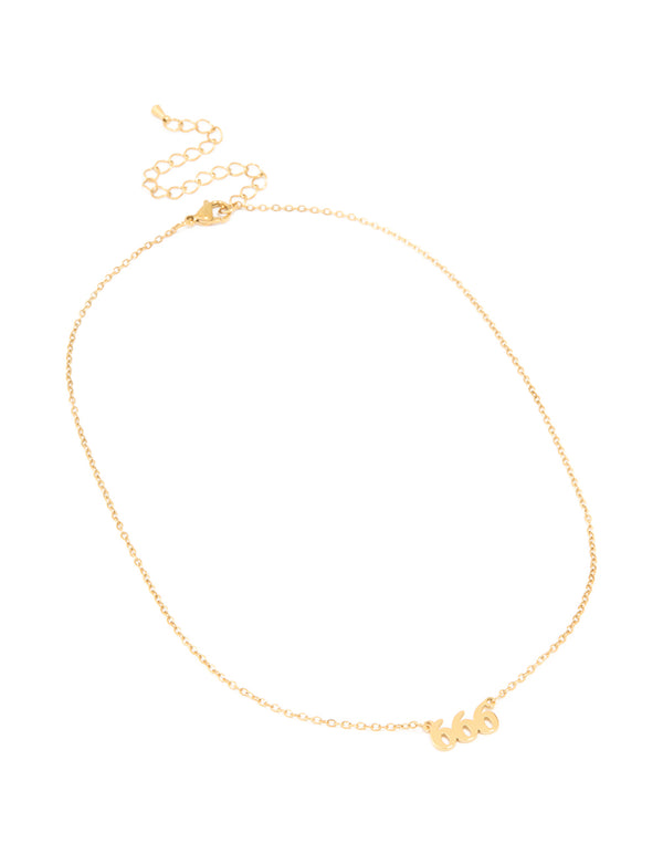 Waterproof Gold Plated Stainless Steel Angel Number 666 Necklace