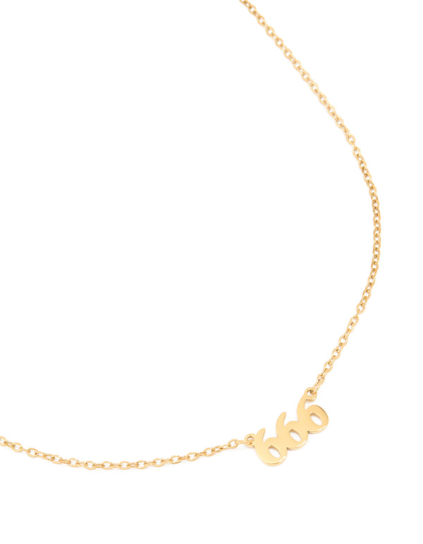 Waterproof Gold Plated Stainless Steel Angel Number 666 Necklace