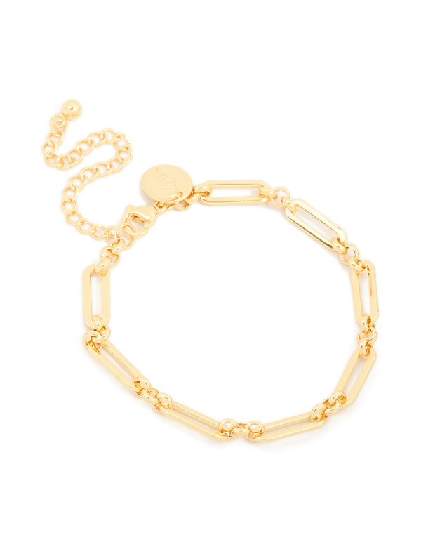Waterproof Gold Plated Stainless Steel Open Oval Link Bracelet