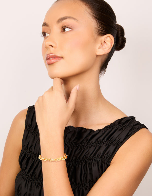 Waterproof Gold Plated Stainless Steel Interlocking Chain Bracelet