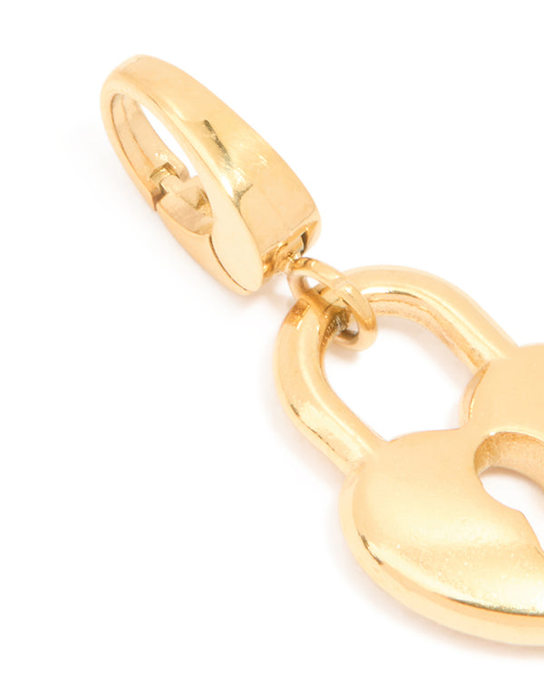 Waterproof Gold Plated Stainless Steel Heart Lock Charm