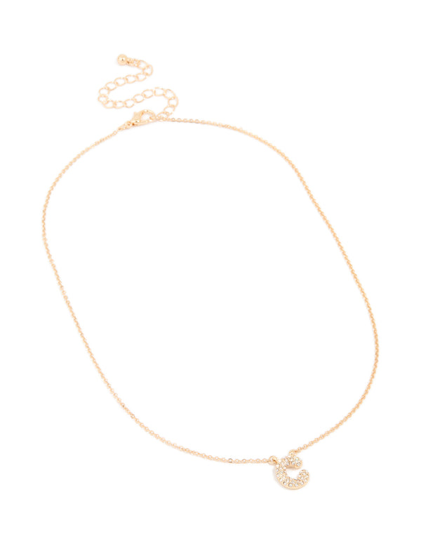 Kids Gold Cubic Zirconia Letter C Necklace