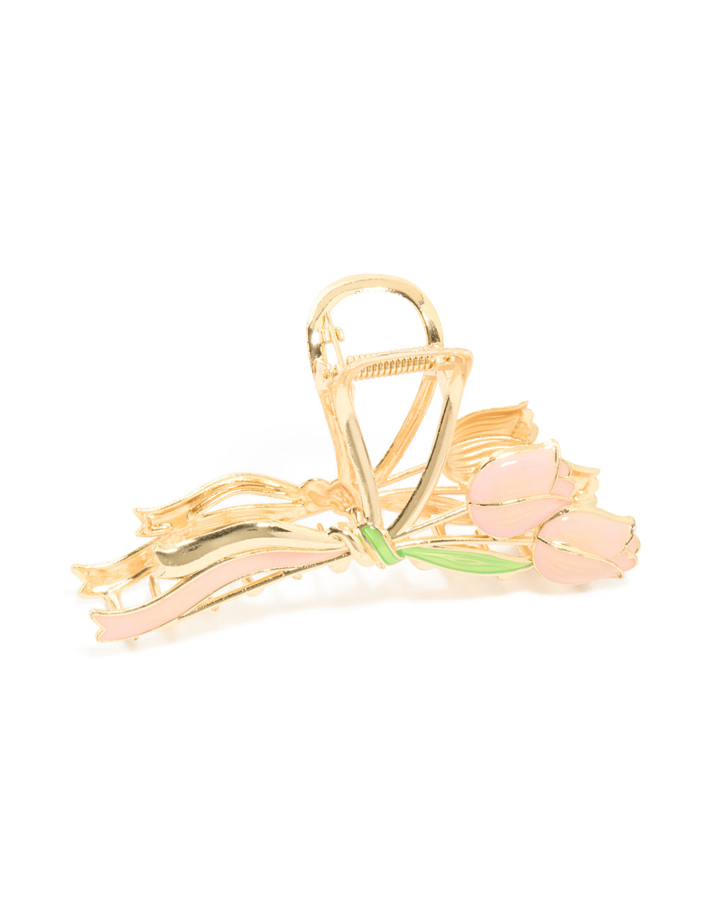 Gold Tulip Flower & Ribbon Claw Clip