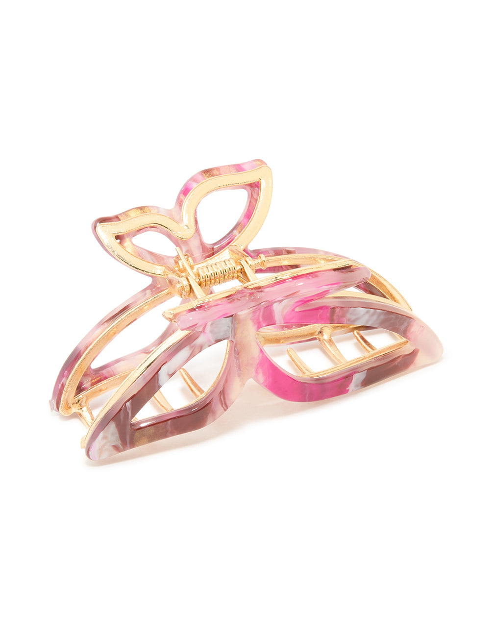 Gold pINK & Purple Acrylic Outlined Butterfly Claw Clip