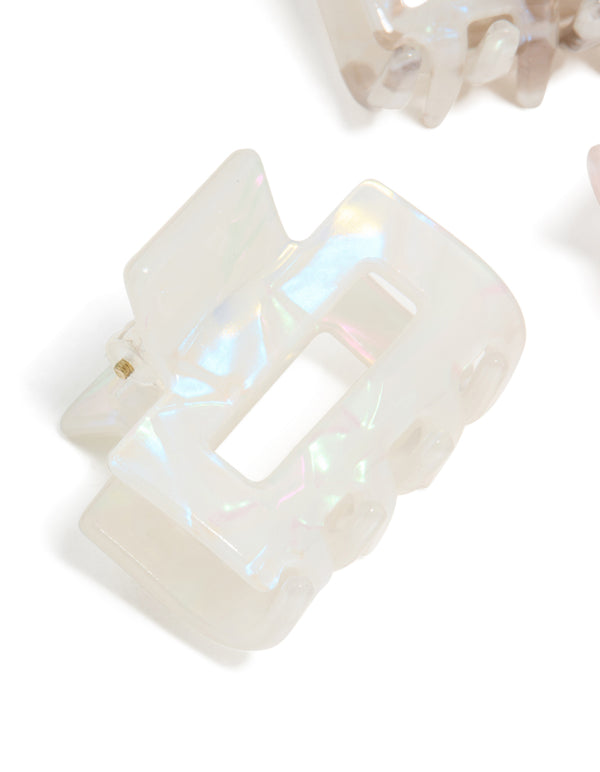 Neutral Acrylic Mini Rectangle Claw Clips 3-Pack