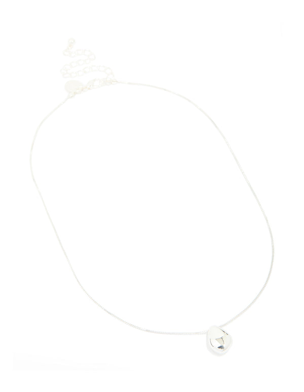Silver Plated Brass Teardrop Pendant Necklace