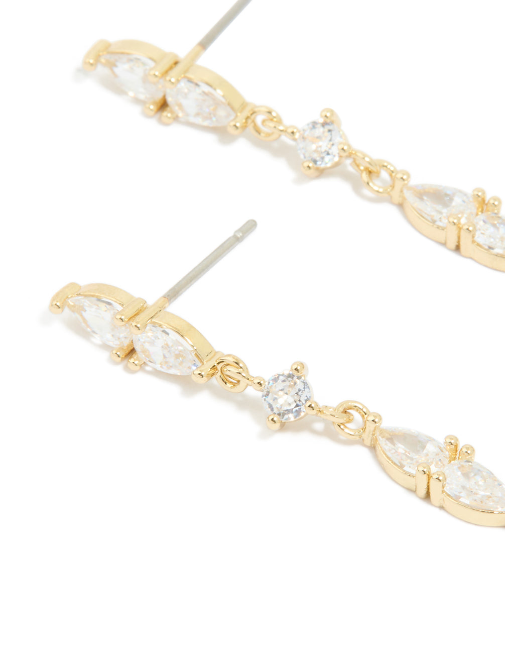 Gold Plated Thin Cubic Zirconia Razzle Drop Earrings