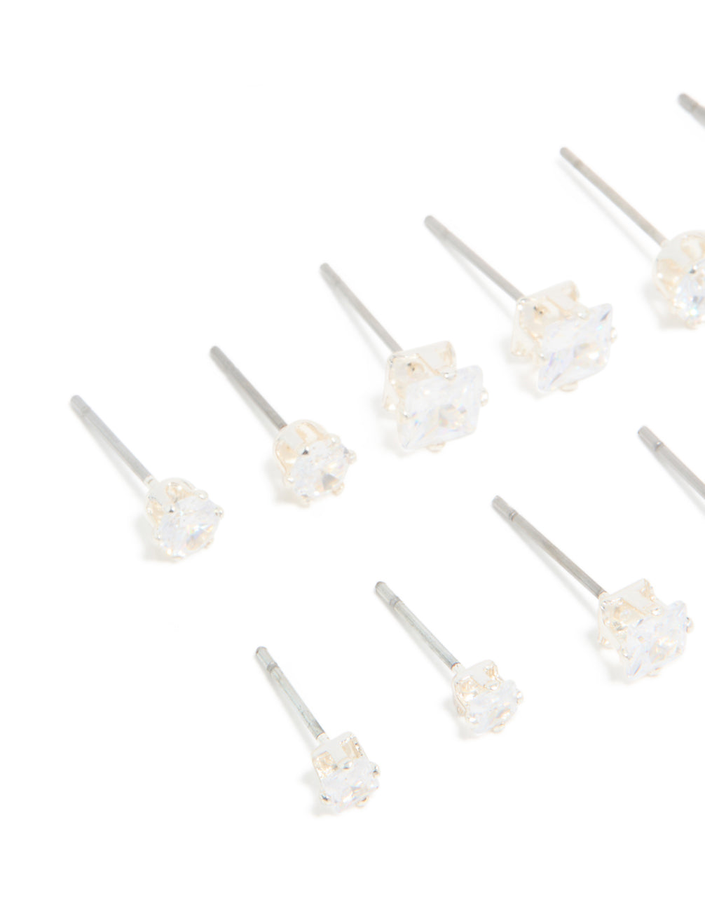 Silver Plated Stud Earrings 6-Pack