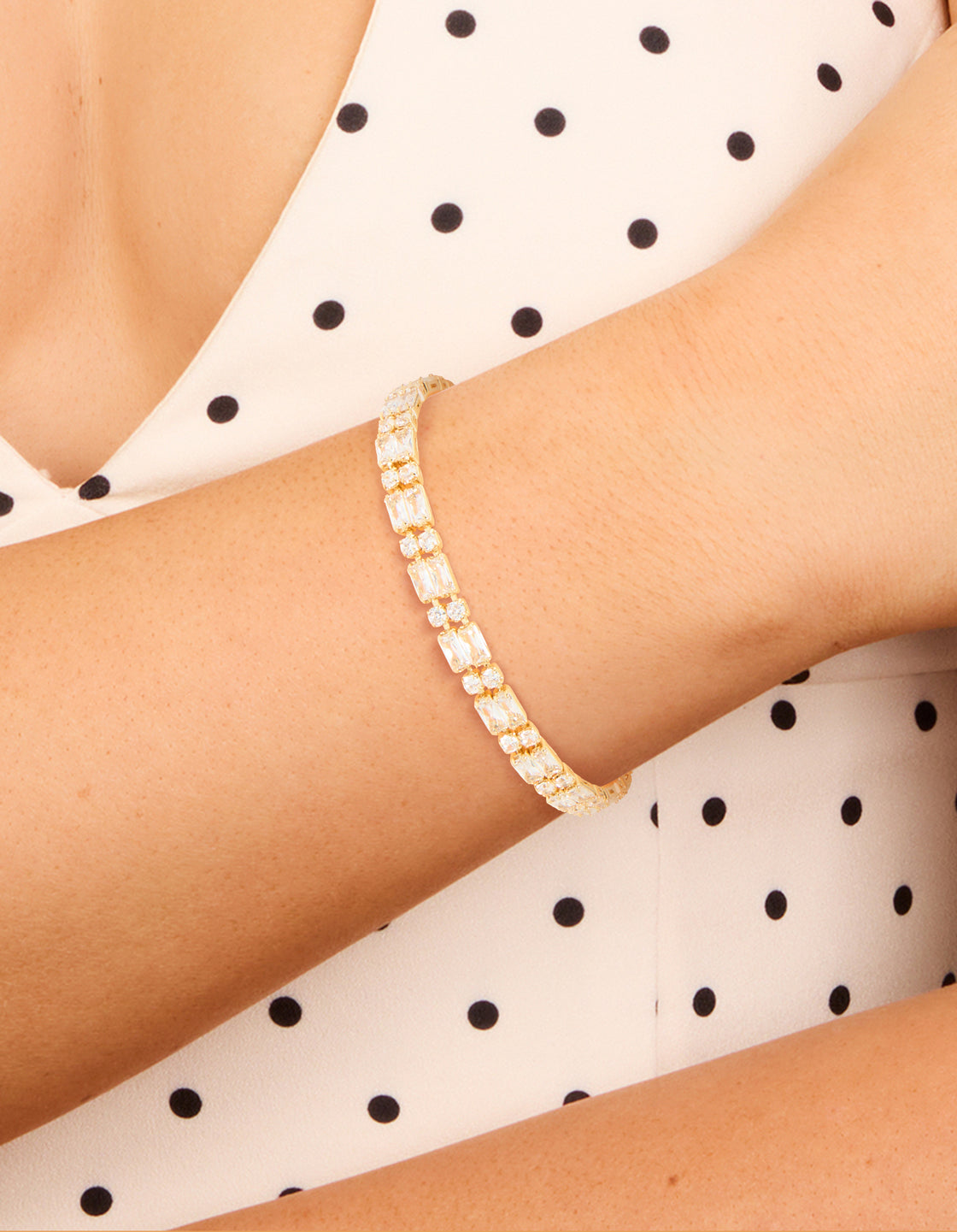 Gold Plated Cubic Zirconia Layered Bracelet
