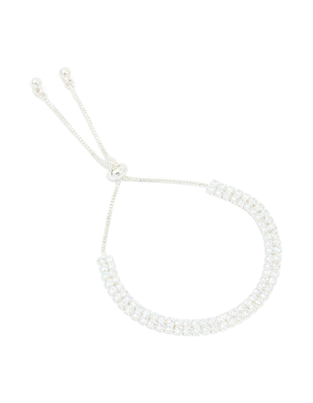 Silver Plated Cubic Zirconia Mini Toggle Bracelet