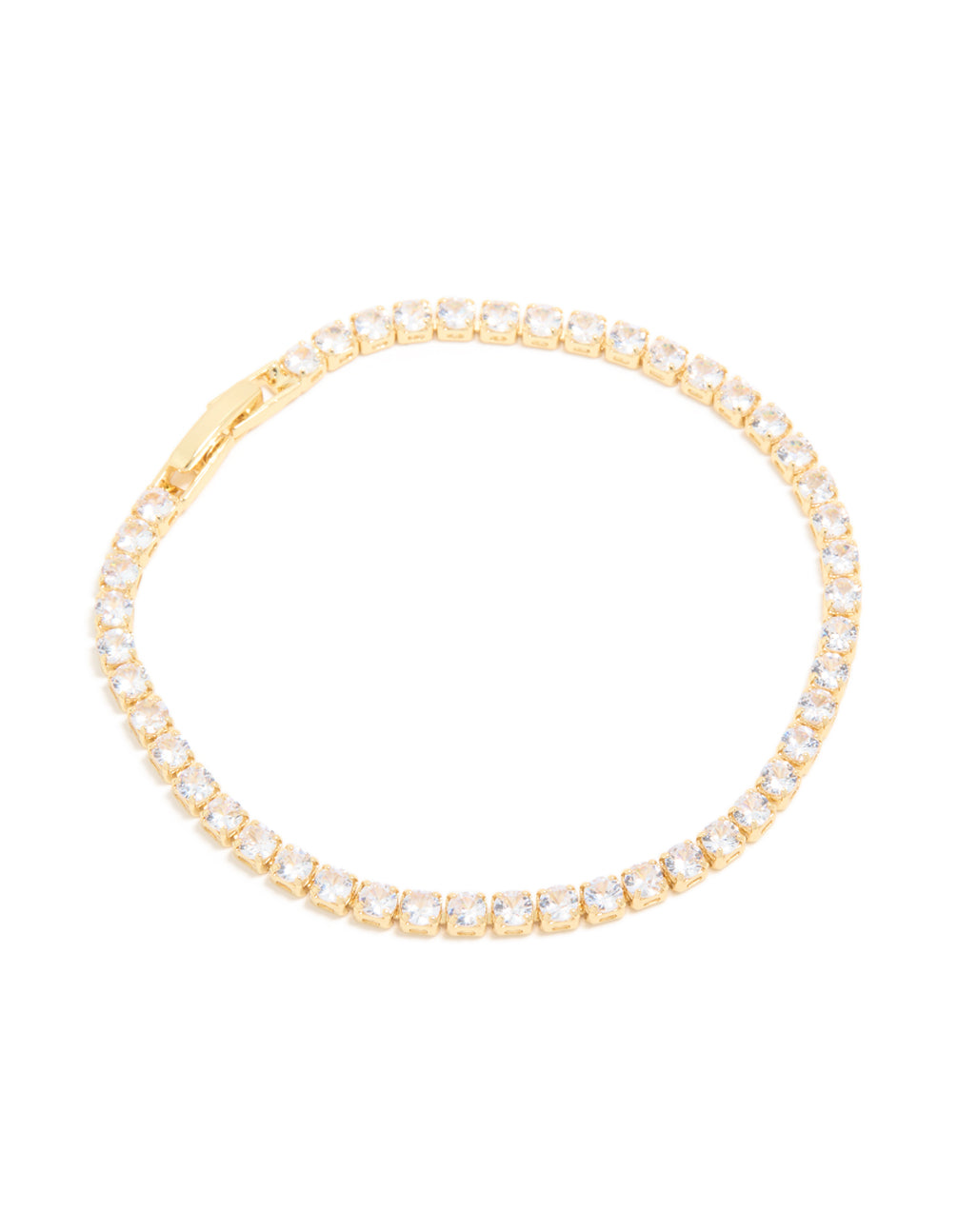 Gold Plated Cubic Zirconia Feminine Tennis Bracelet