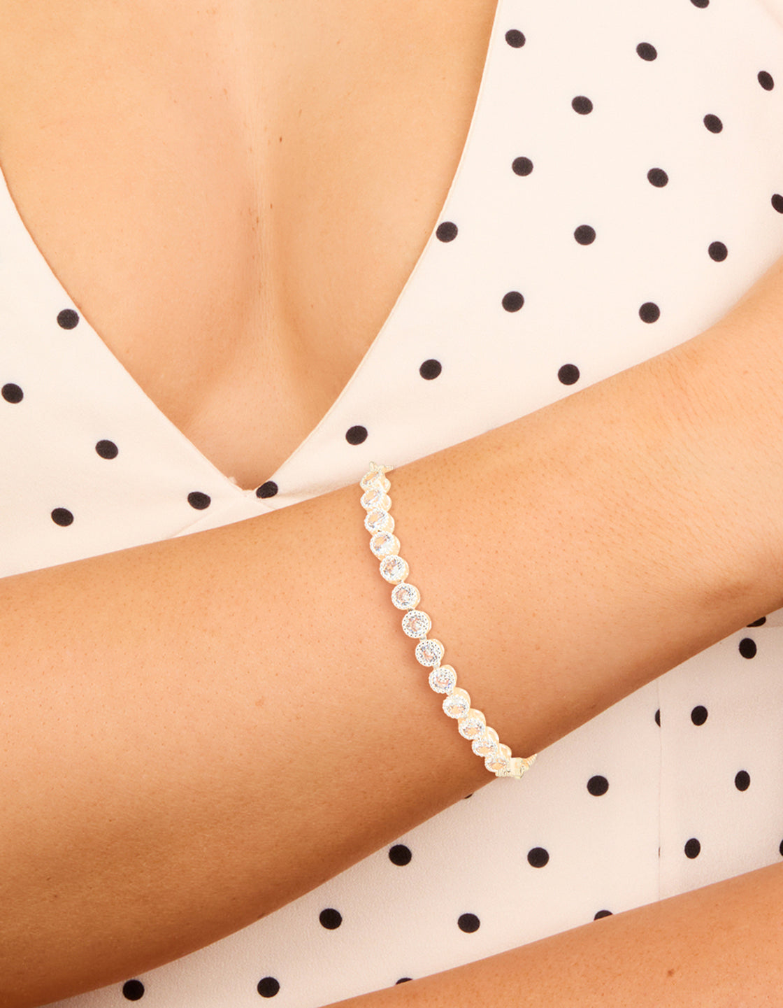 Silver Plated 13-Cubic Zirconia Statement Toggle Bracelet