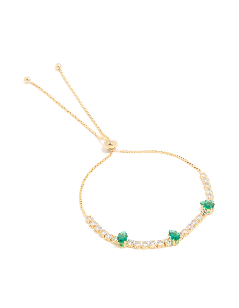 Gold Plated Emerald Cubic Zirconia Dazzling Toggle Bracelet