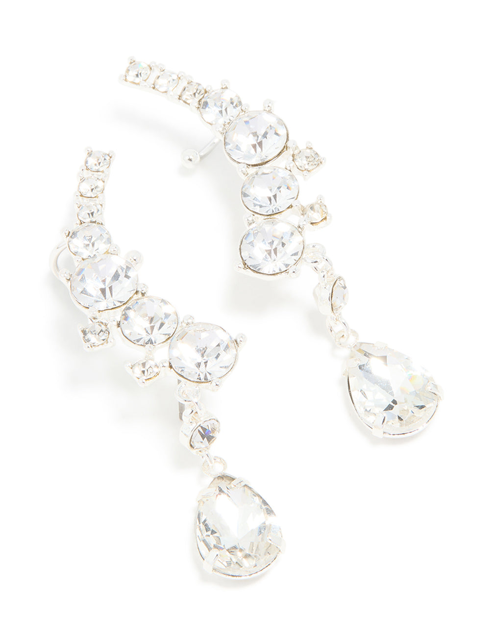 Silver Diamante Drop Ear Cuffs