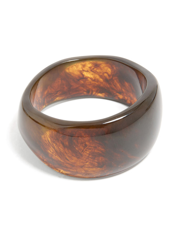 Brown Acrylic Marbled Large Bangle