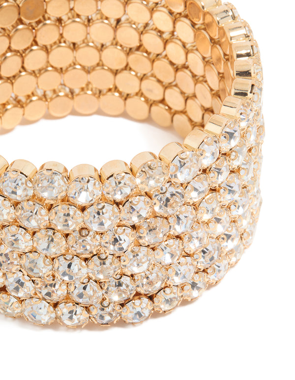 Gold Diamante Large Wrapped Bracelet